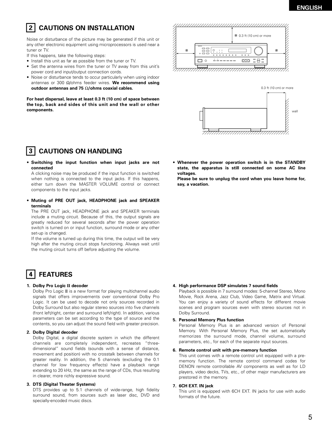 Denon AVR-682, AVR-1602 manual Features 