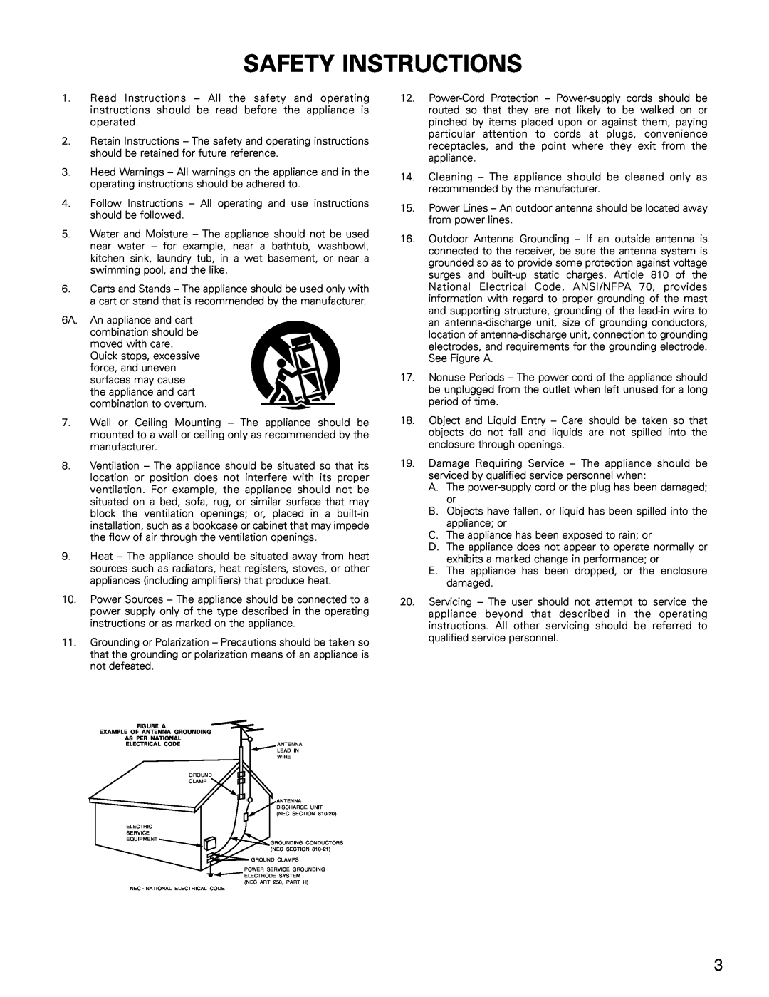 Denon AVR-682, AVR-1602 manual Safety Instructions 
