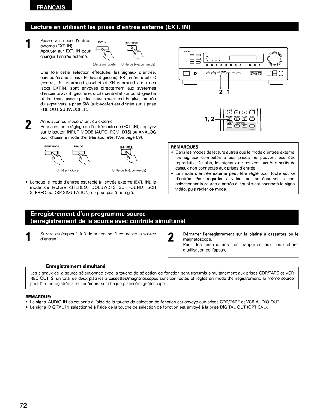 Denon AVR-1602, AVR-682 manual Enregistrement simultané 