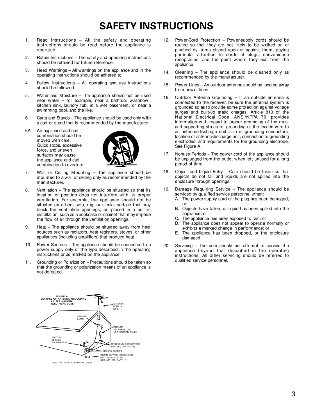 Denon AVR-1802/882 manual Safety Instructions 