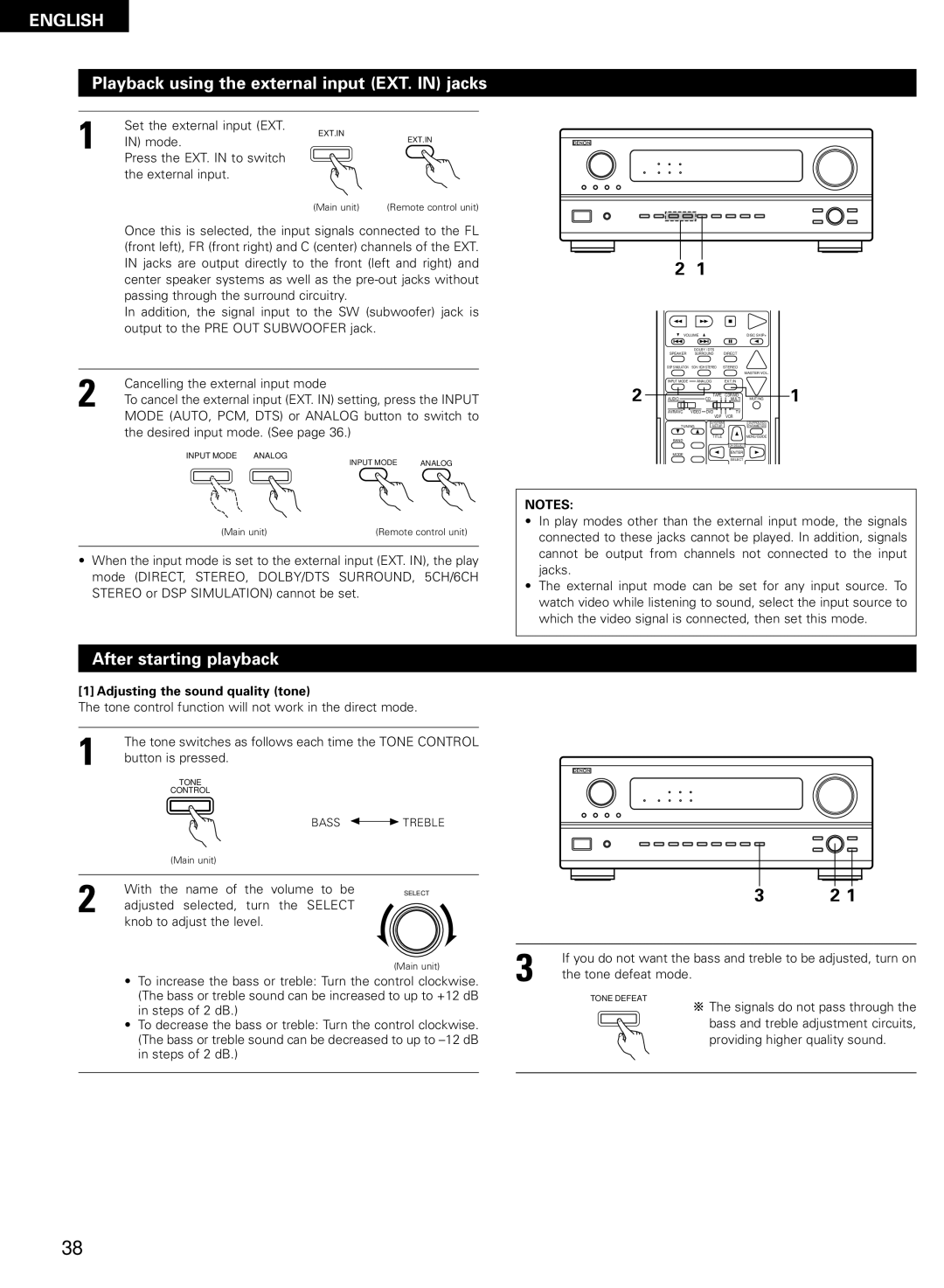 Denon AVR-2802/982 operating instructions Playback using the external input EXT. in jacks, After starting playback 