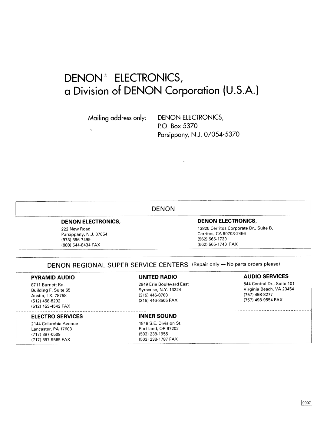 Denon AVR-2802/982 operating instructions 