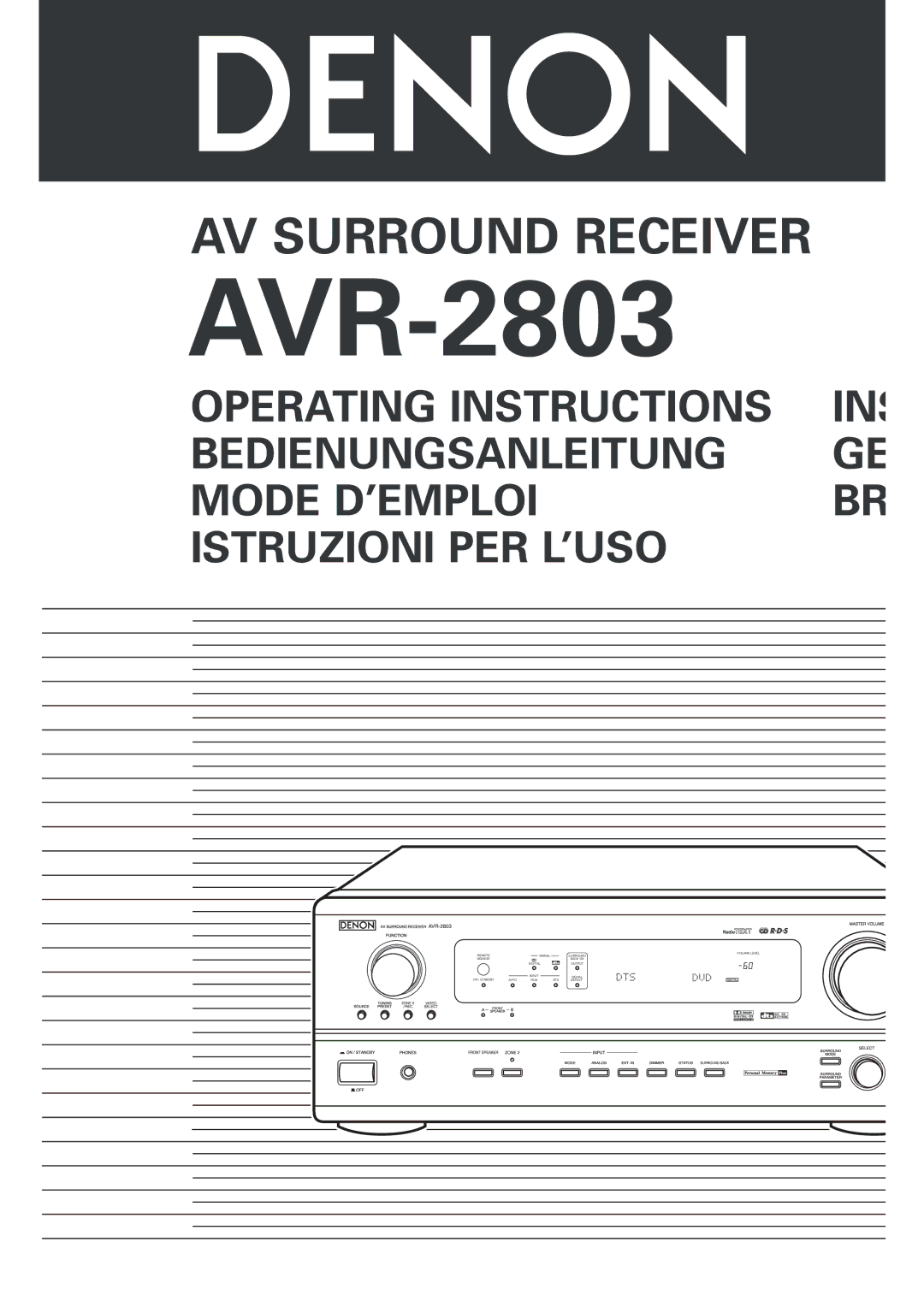 Denon AVR-2803 manual 