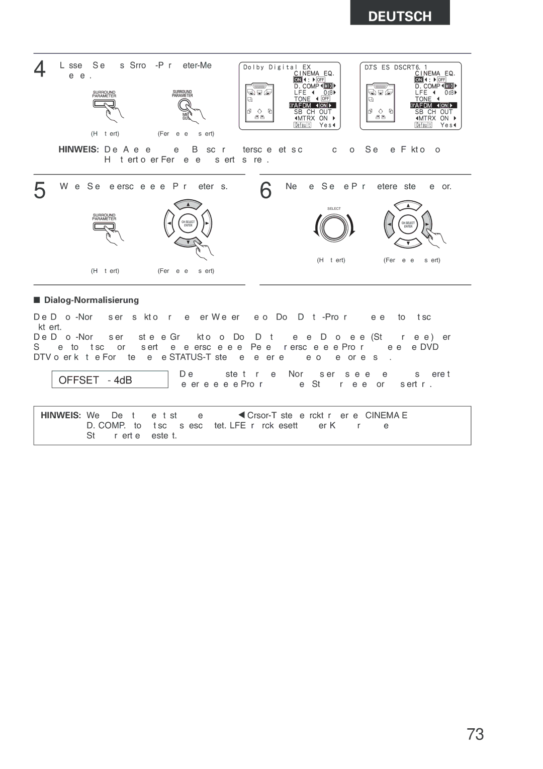 Denon AVR-2803 manual Offset 4dB, Dialog-Normalisierung 