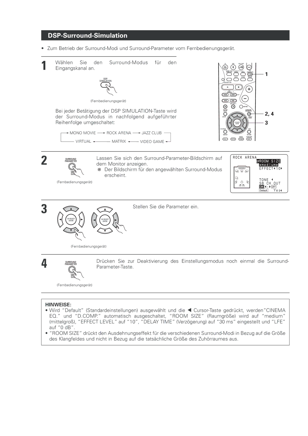 Denon AVR-2803 manual DSP-Surround-Simulation 