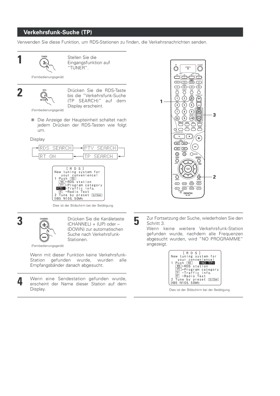 Denon AVR-2803 manual Verkehrsfunk-Suche TP 