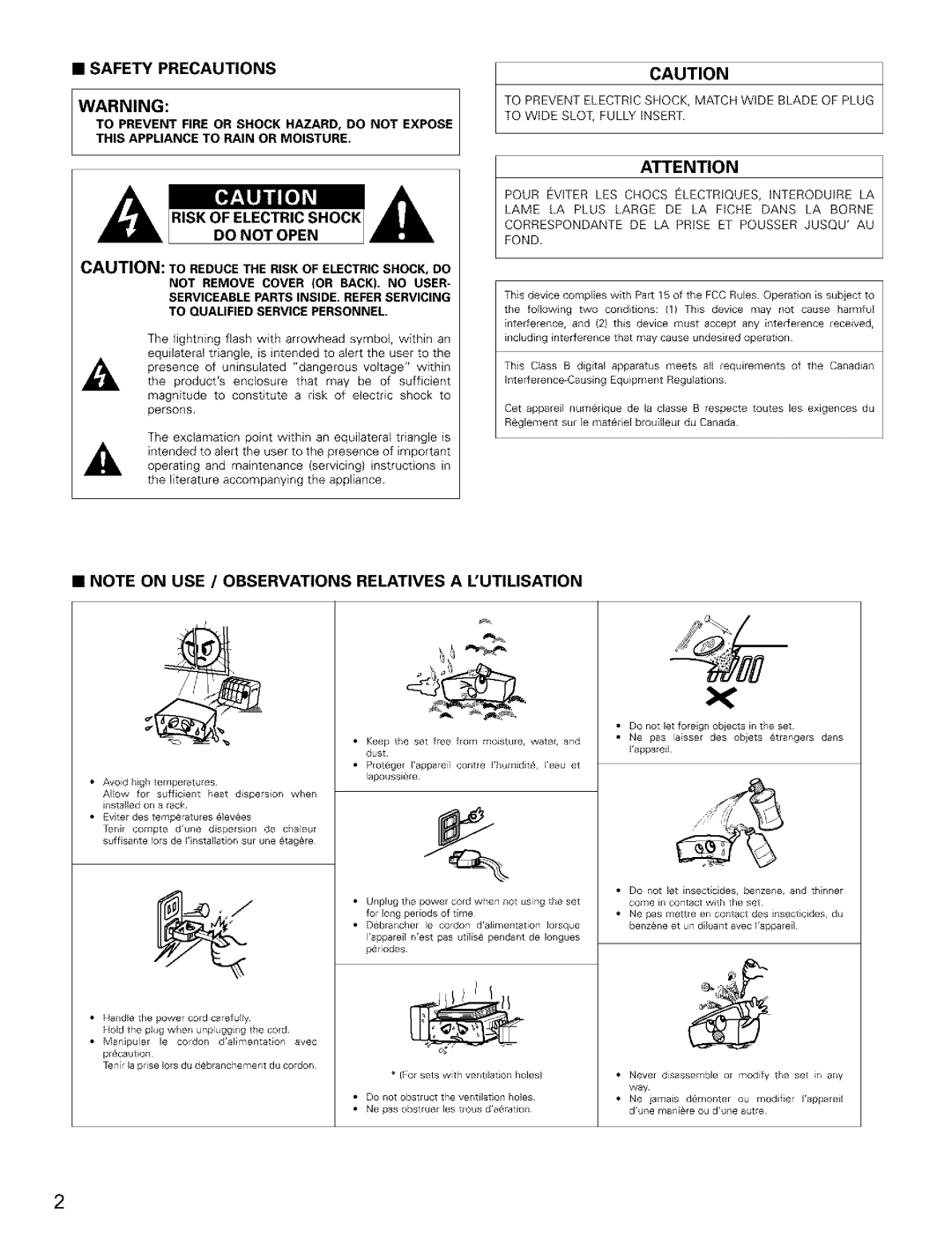 Denon AVR-2803/983 manual Safety Precautions 