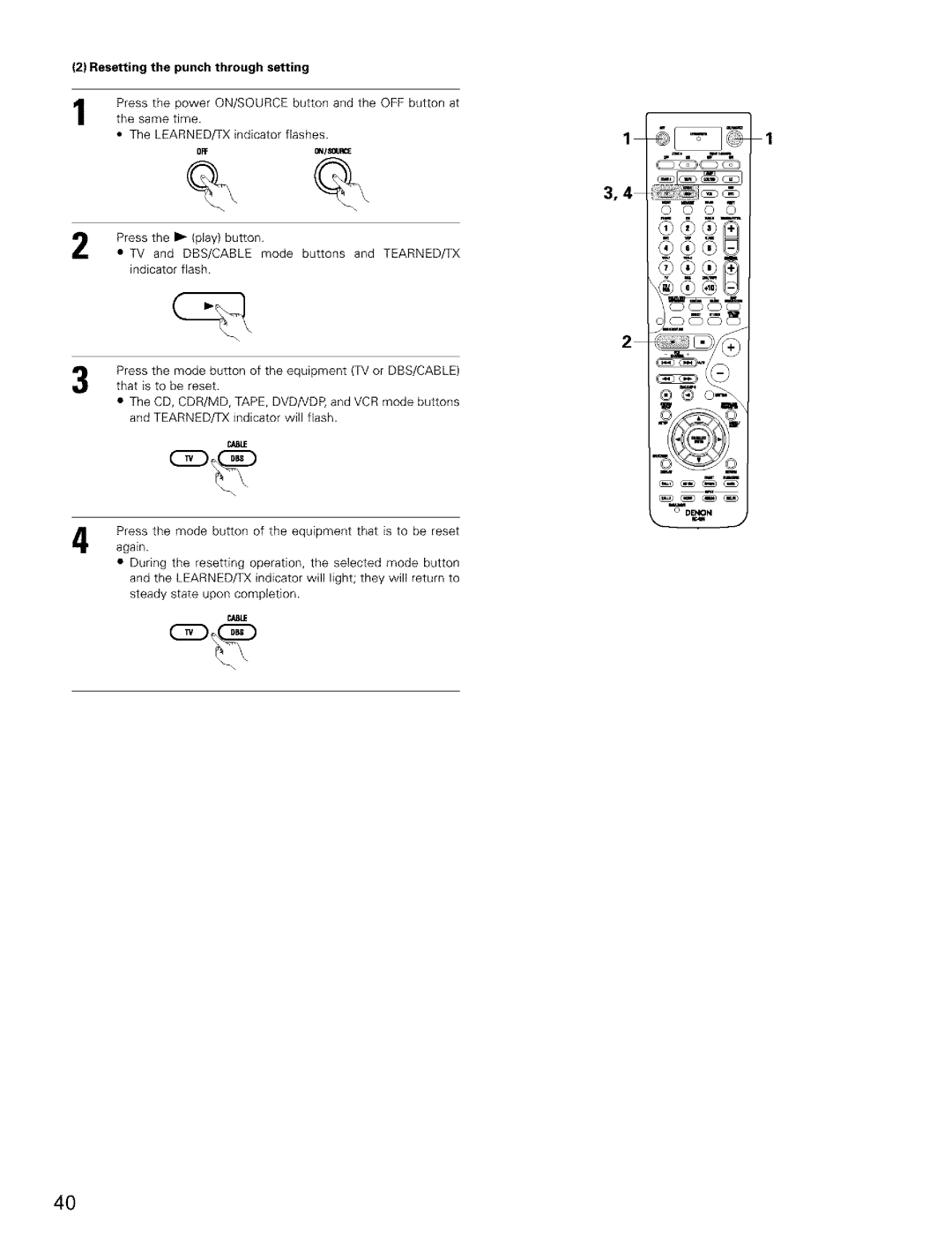 Denon AVR-2803/983 manual Resetting the punch through setting 