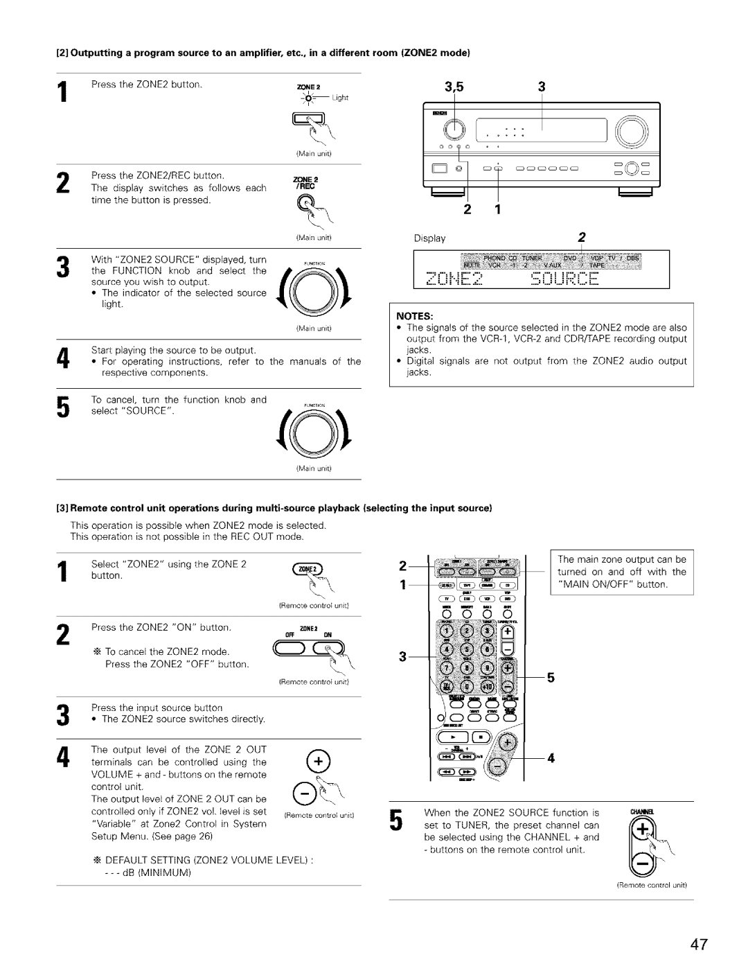 Denon AVR-2803/983 manual Default Setting ZONE2 Volume Level, =L.L. r.L., E 