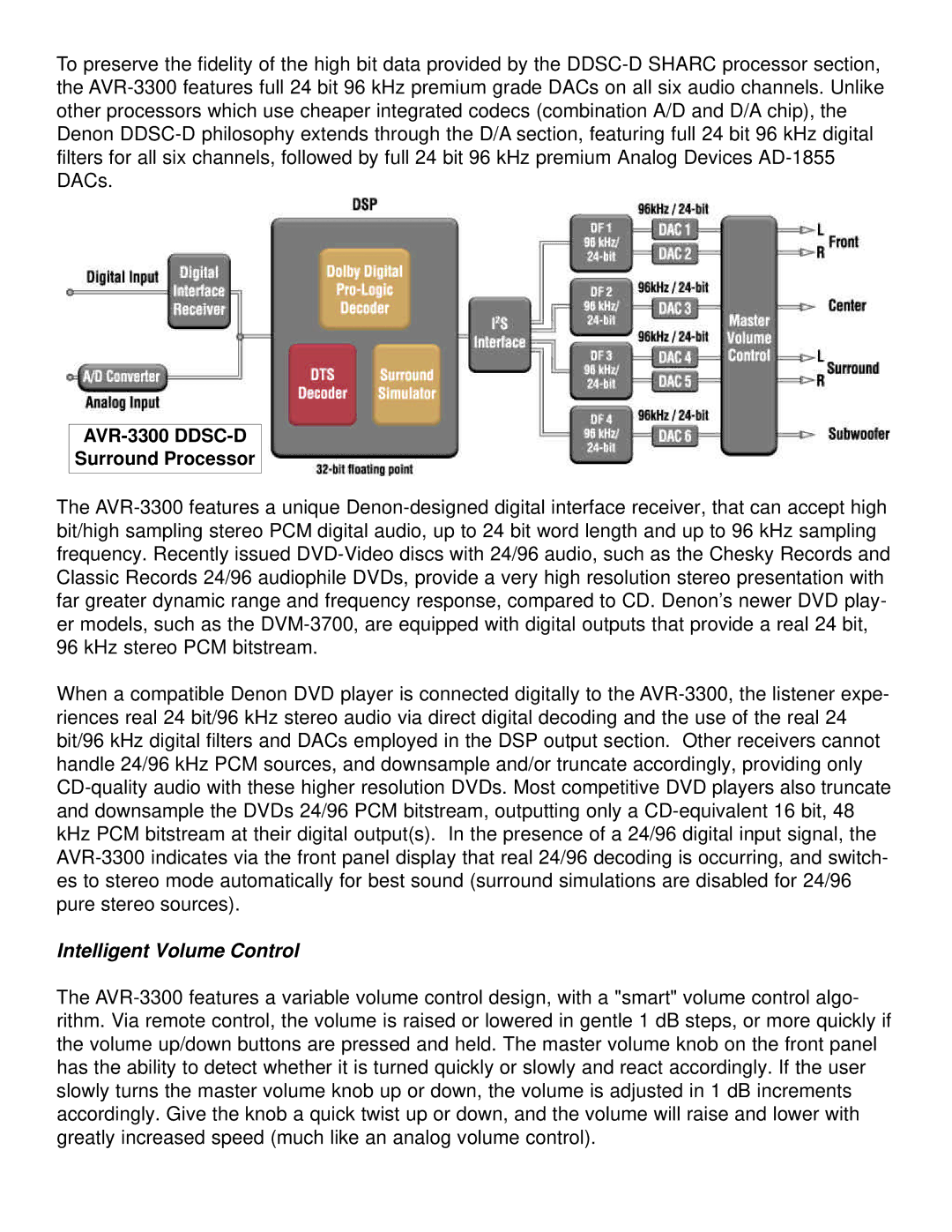 Denon AVR-3300 manual Intelligent Volume Control 