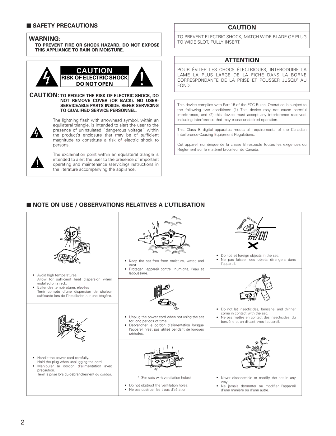 Denon AVR-3801 manual Safety Precautions 