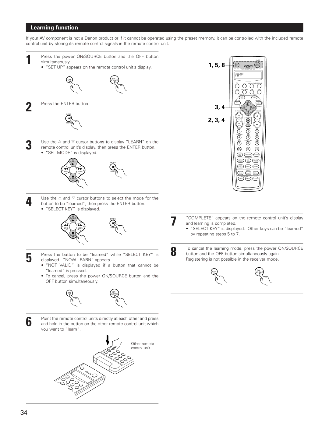 Denon AVR-3801 manual Learning function 