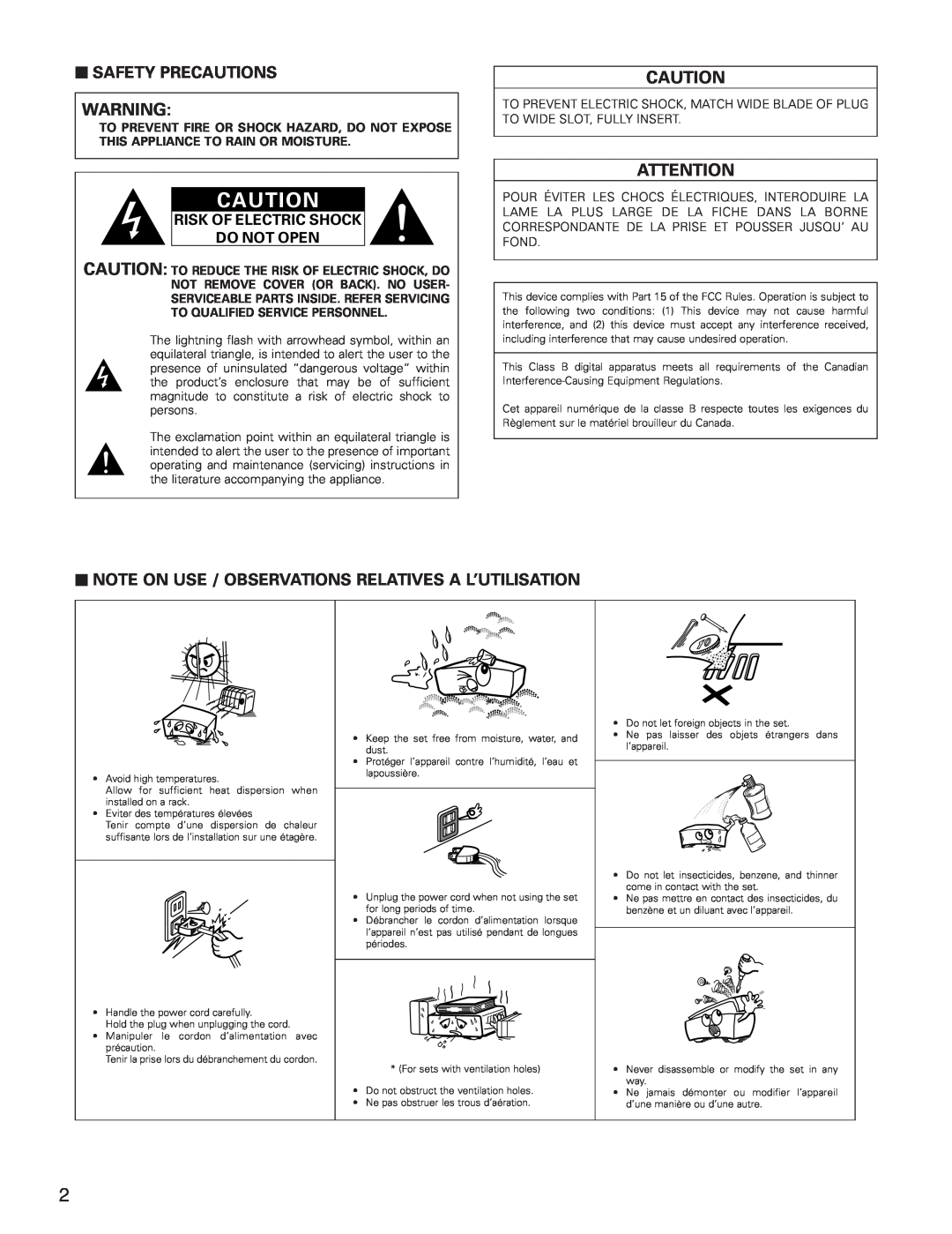 Denon AVR-3801 manual 2SAFETY PRECAUTIONS, Risk Of Electric Shock Do Not Open 