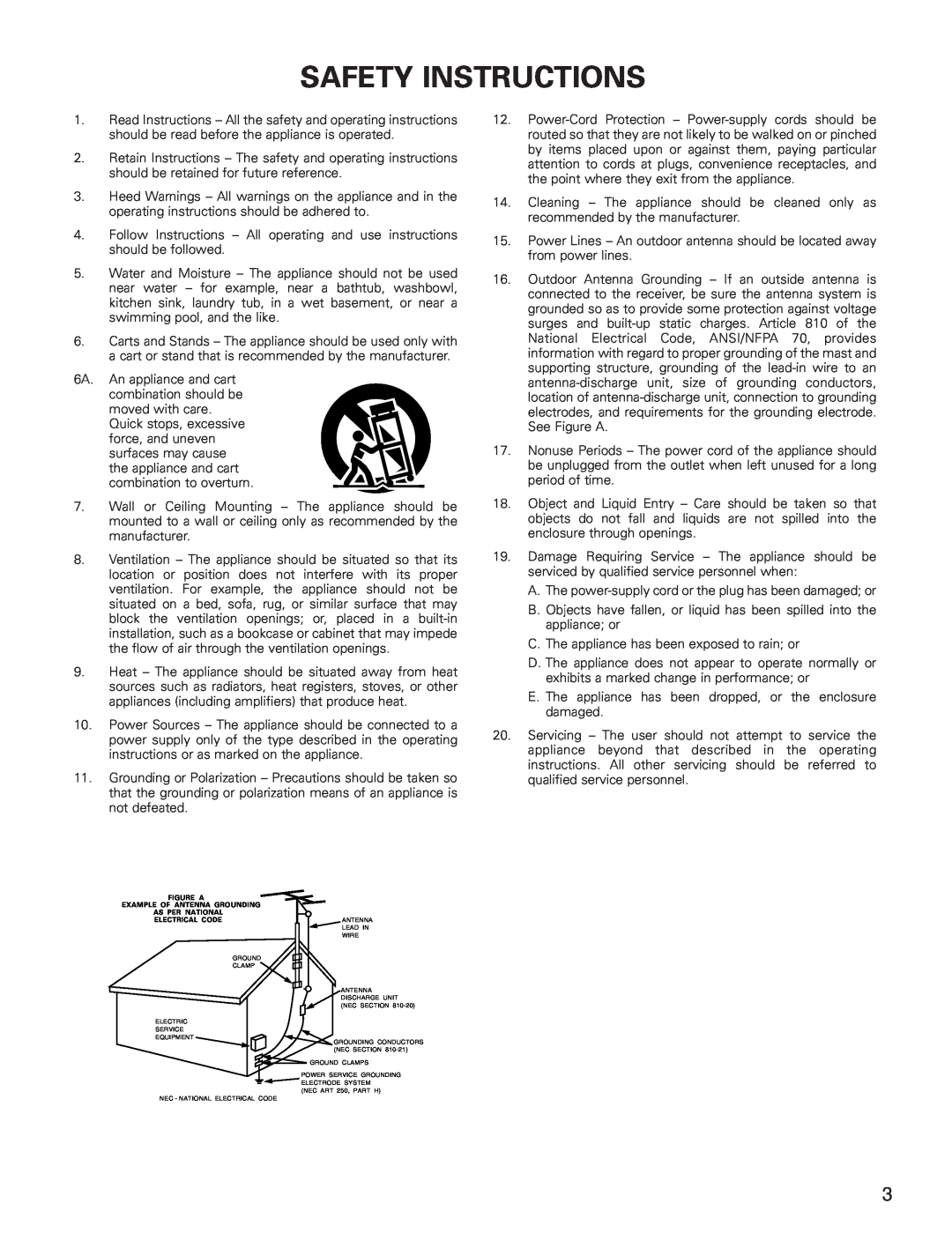 Denon AVR-3801 manual Safety Instructions 