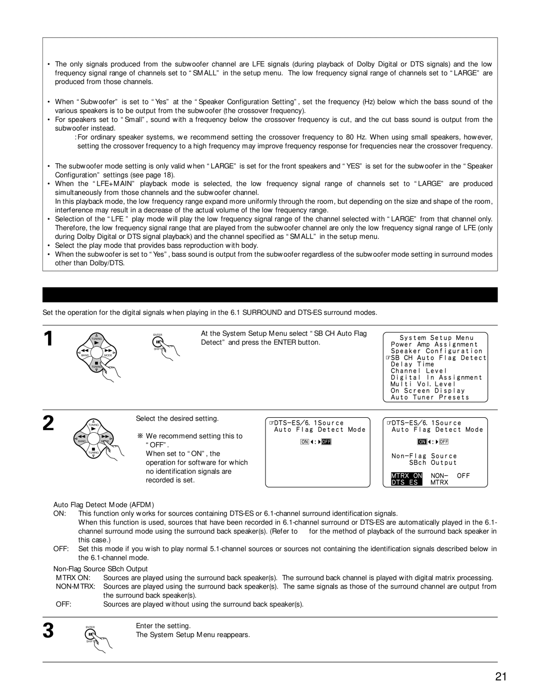 Denon AVR-3802 manual Assignment of low frequency signal range, Crossover Frequency, Subwoofer mode, Setting 