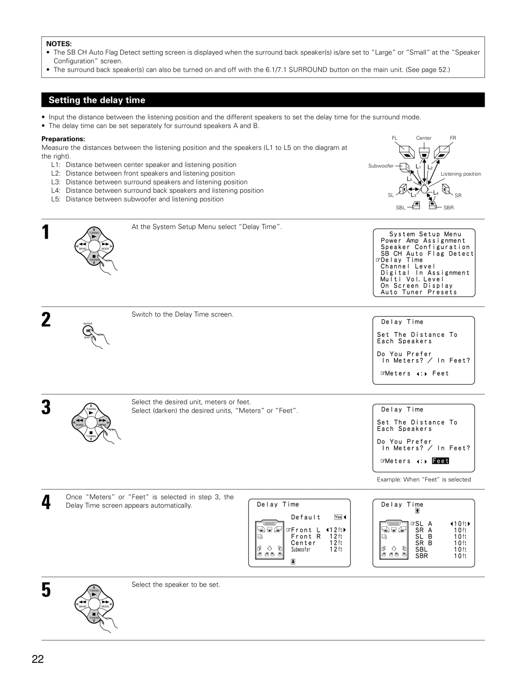 Denon AVR-3802 manual Setting the delay time, Preparations 