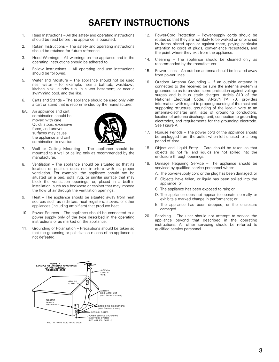 Denon AVR-3802 manual Safety Instructions 