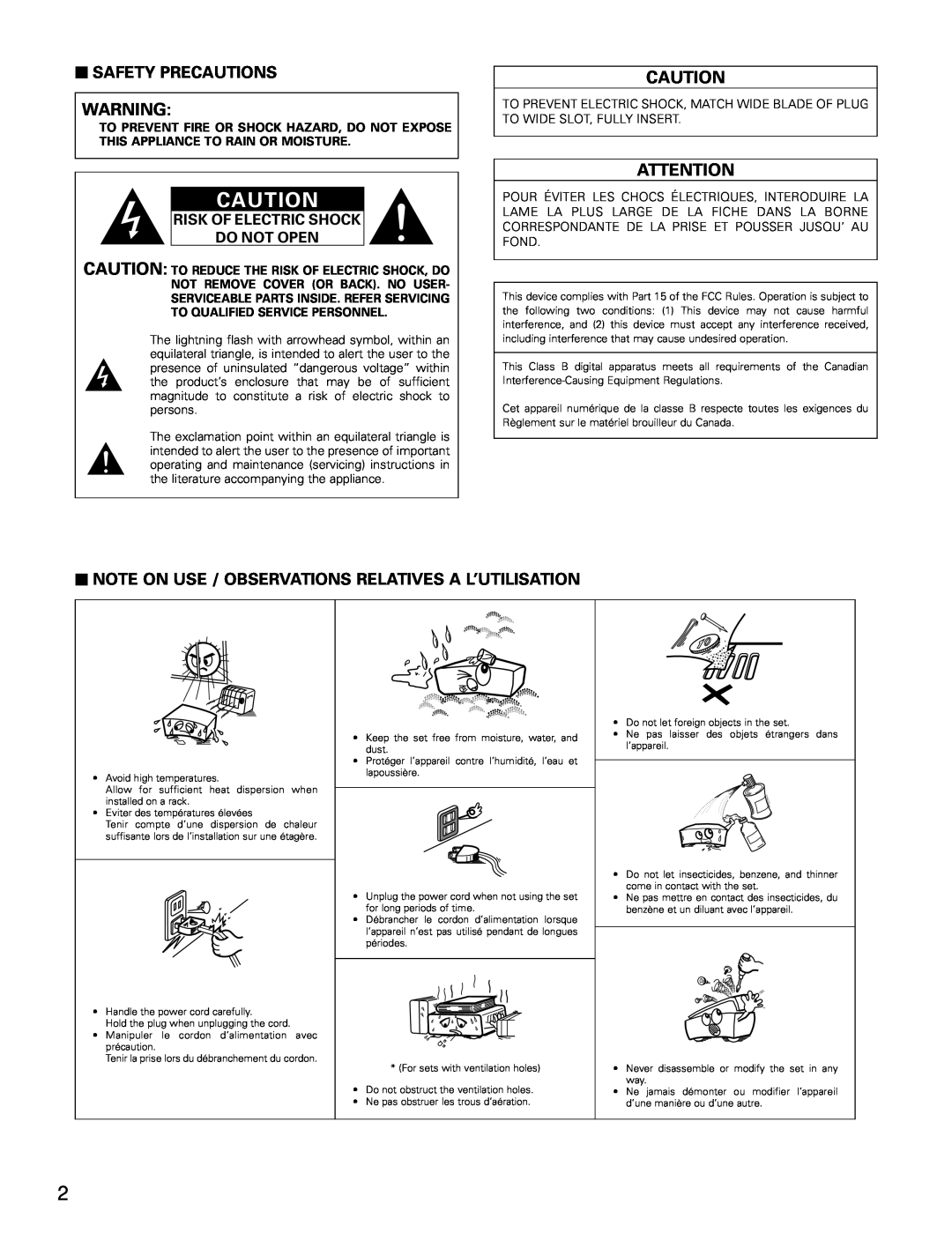 Denon AVR-3802 manual 2SAFETY PRECAUTIONS, Risk Of Electric Shock Do Not Open 
