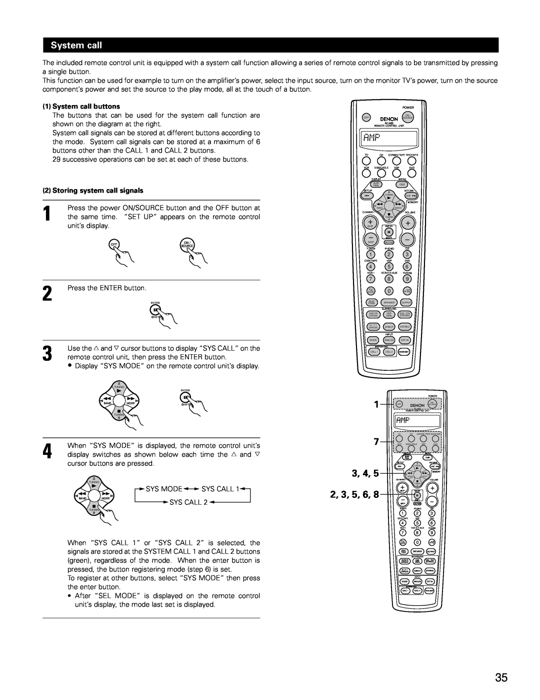 Denon AVR-3802 manual System call 