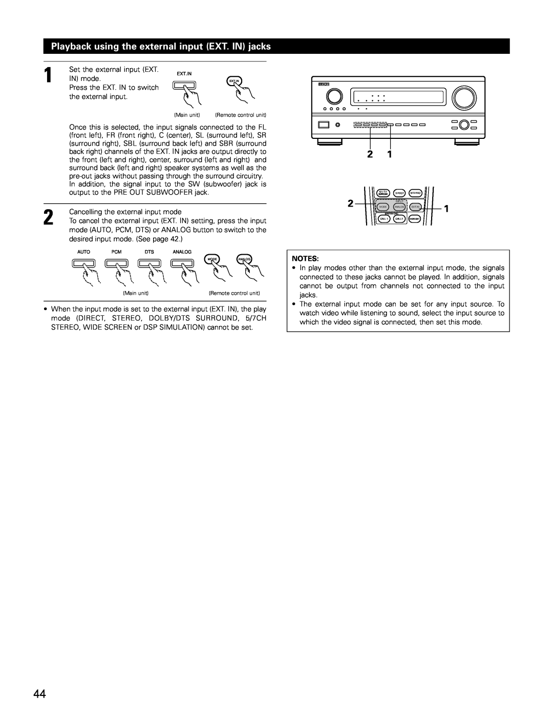 Denon AVR-3802 manual Playback using the external input EXT. IN jacks 