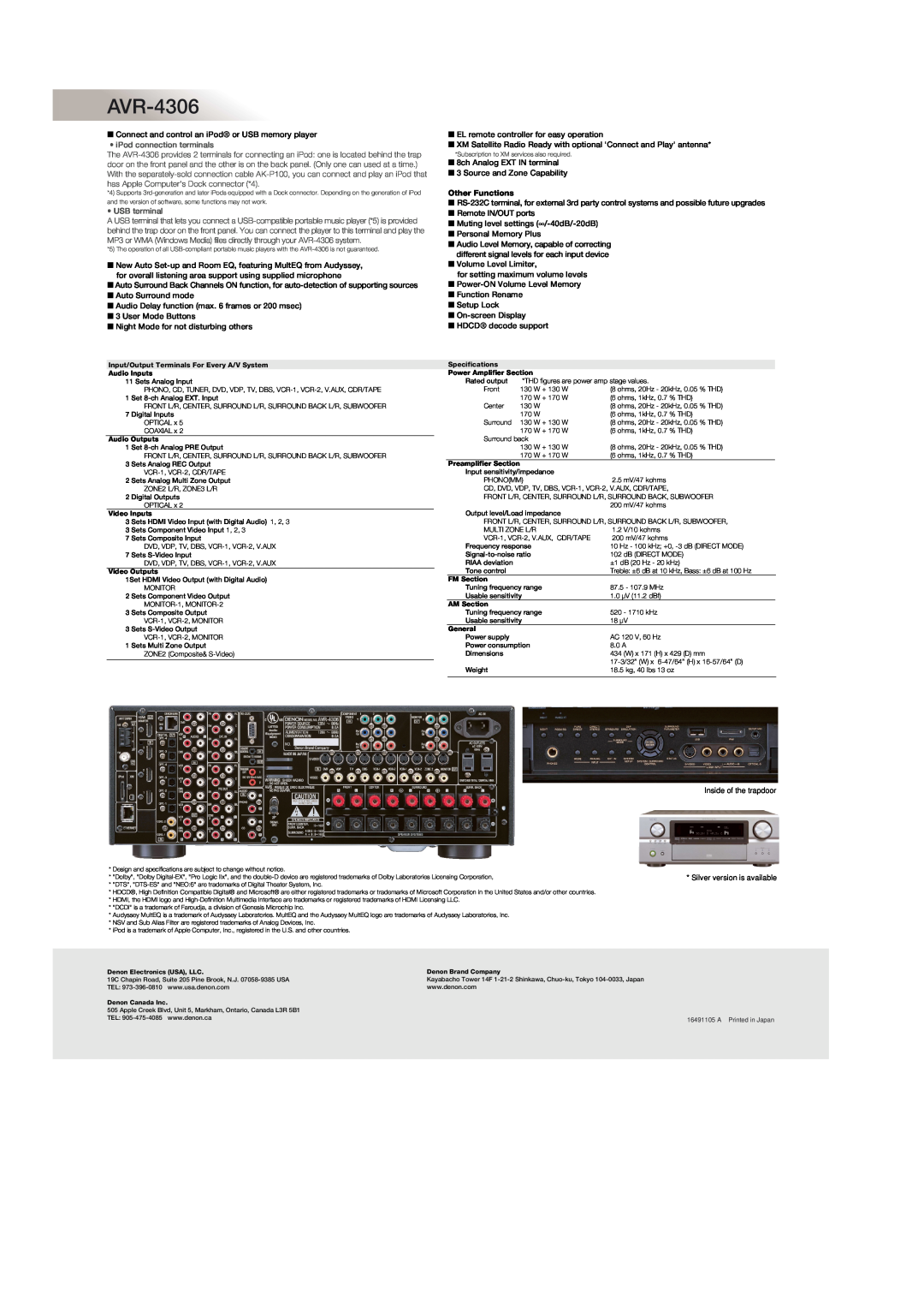 Denon AVR-4306 manual Other Functions 