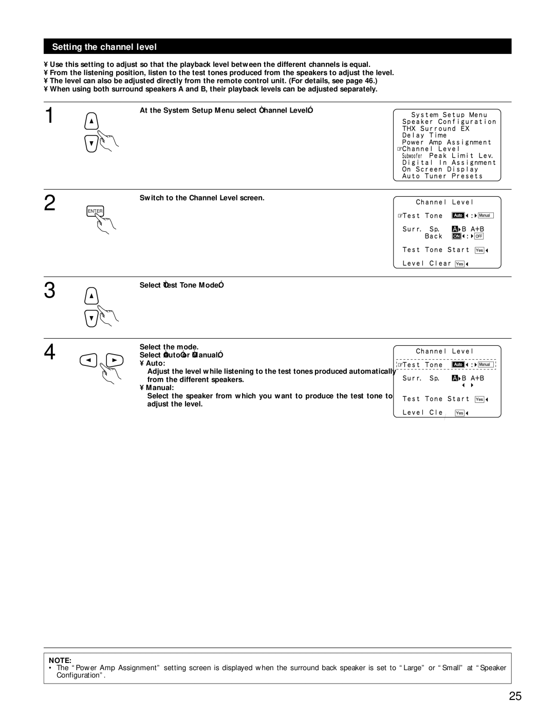 Denon AVR-4800 manual Setting the channel level 