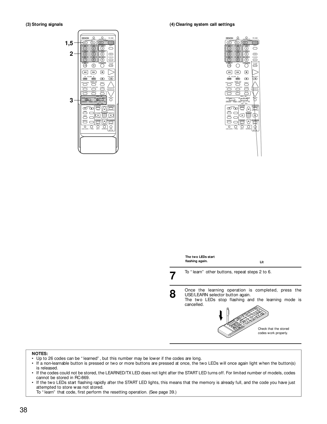 Denon AVR-4800 manual Storing signals, Clearing system call settings 