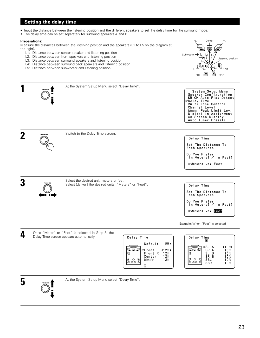 Denon AVR-4802 manual Setting the delay time, Preparations 