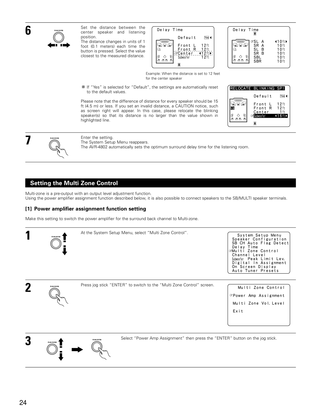 Denon AVR-4802 manual Setting the Multi Zone Control, Power amplifier assignment function setting 