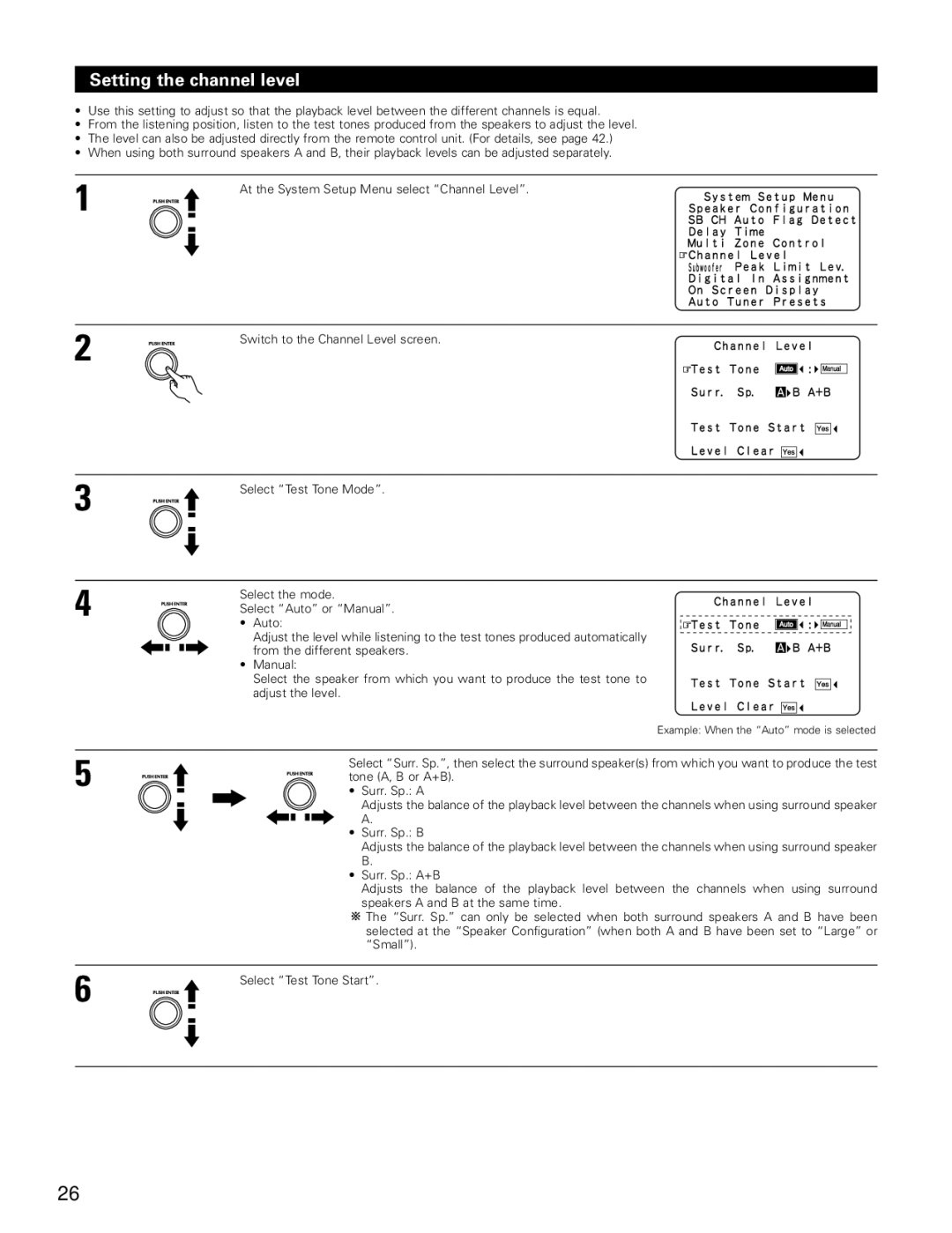 Denon AVR-4802 manual Setting the channel level 