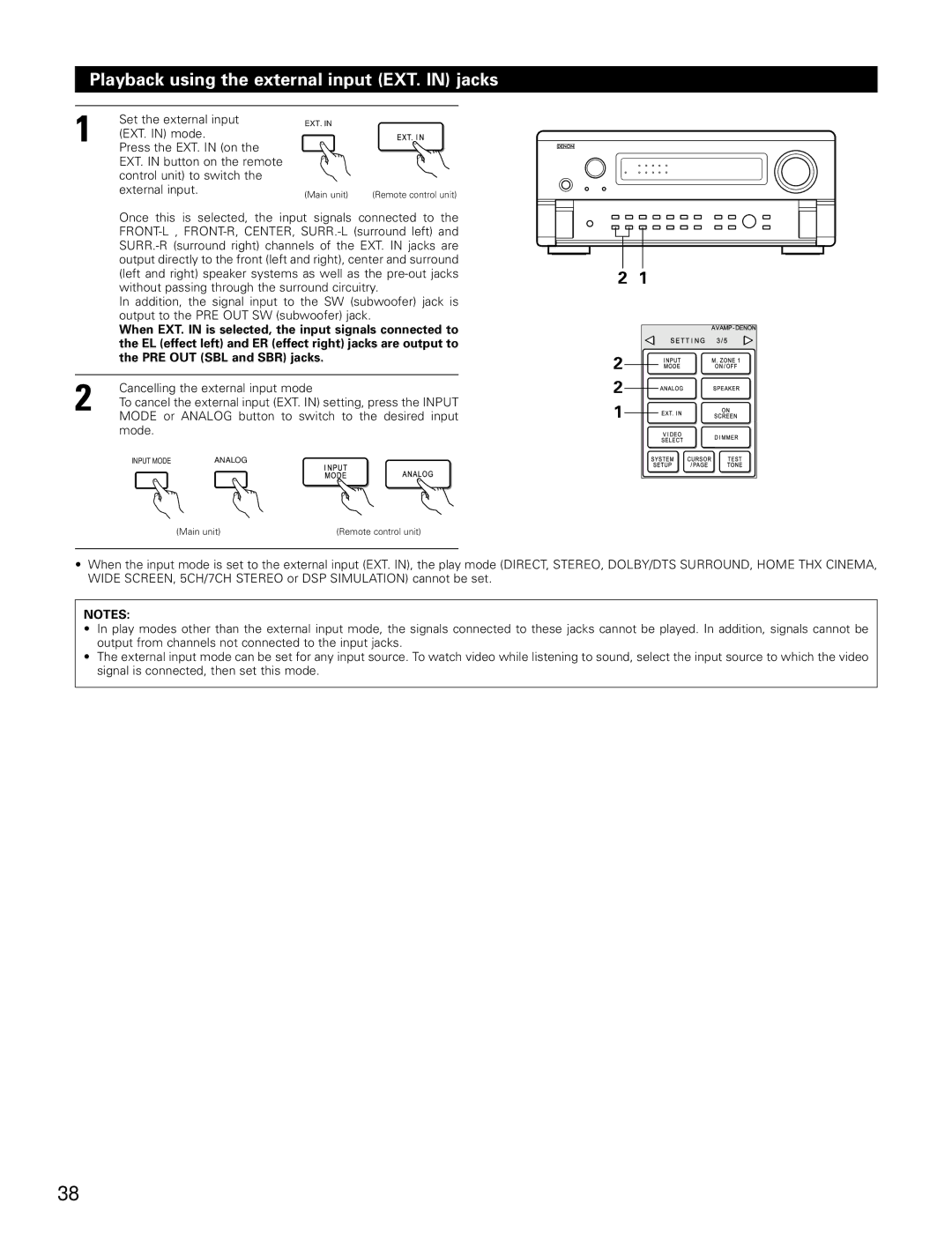 Denon AVR-4802 manual Playback using the external input EXT. in jacks 