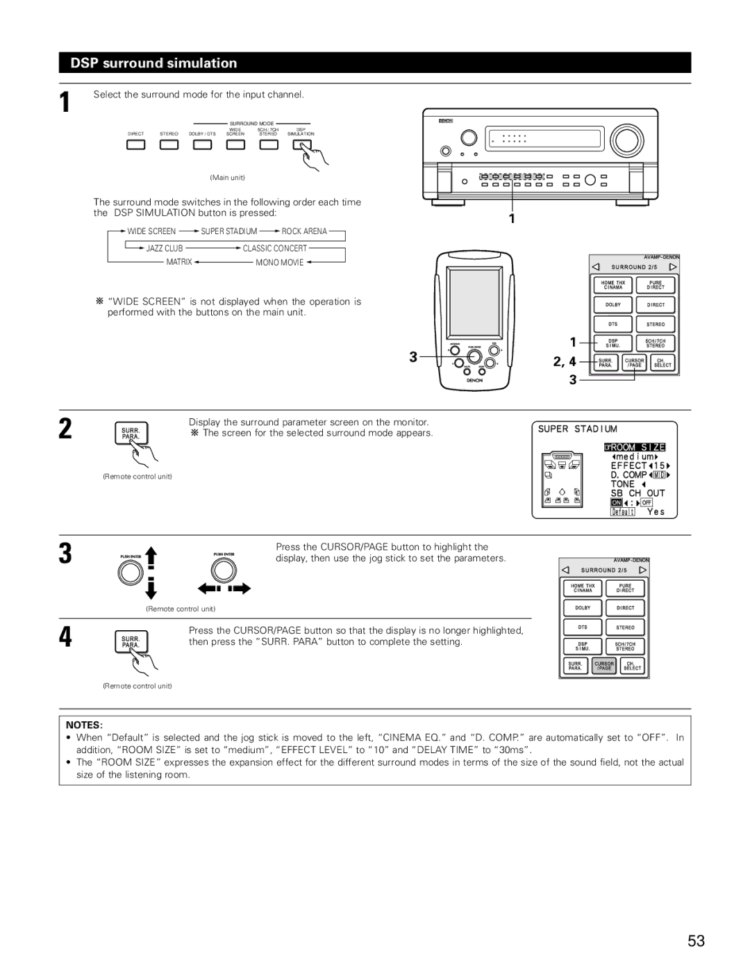 Denon AVR-4802 manual DSP surround simulation 