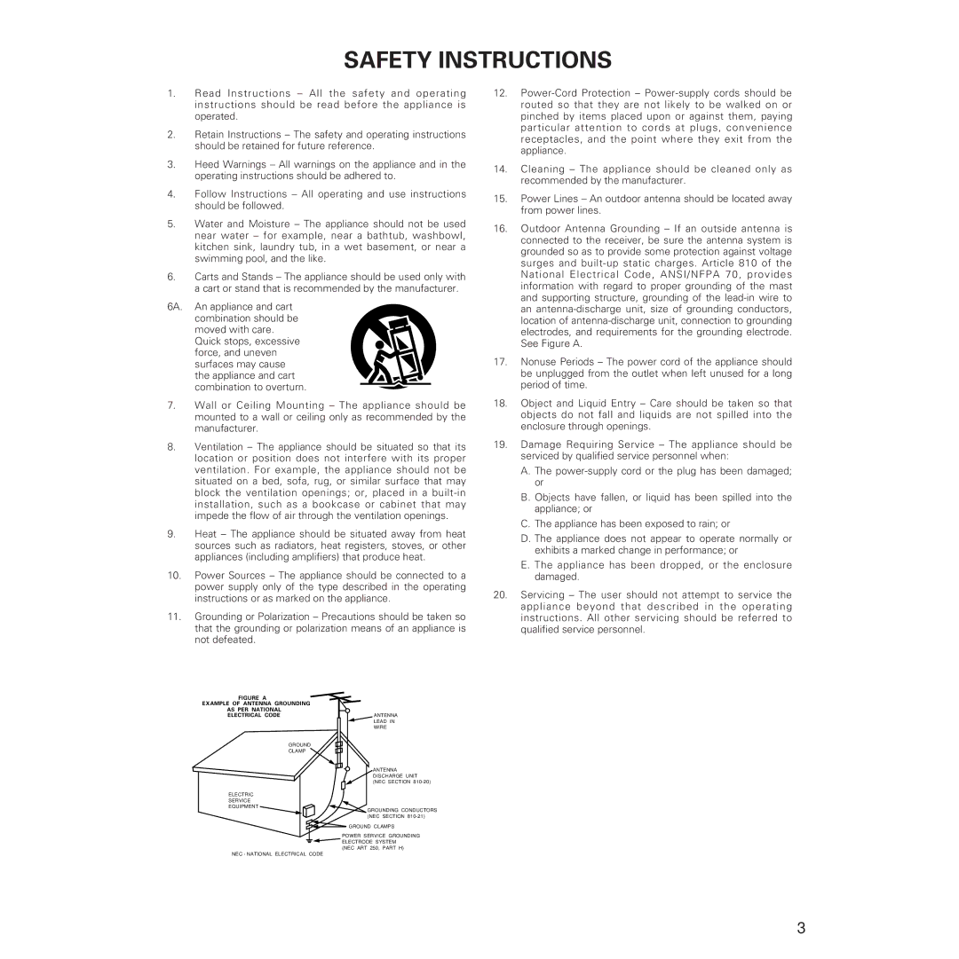 Denon AVR-5700 manual Safety Instructions 