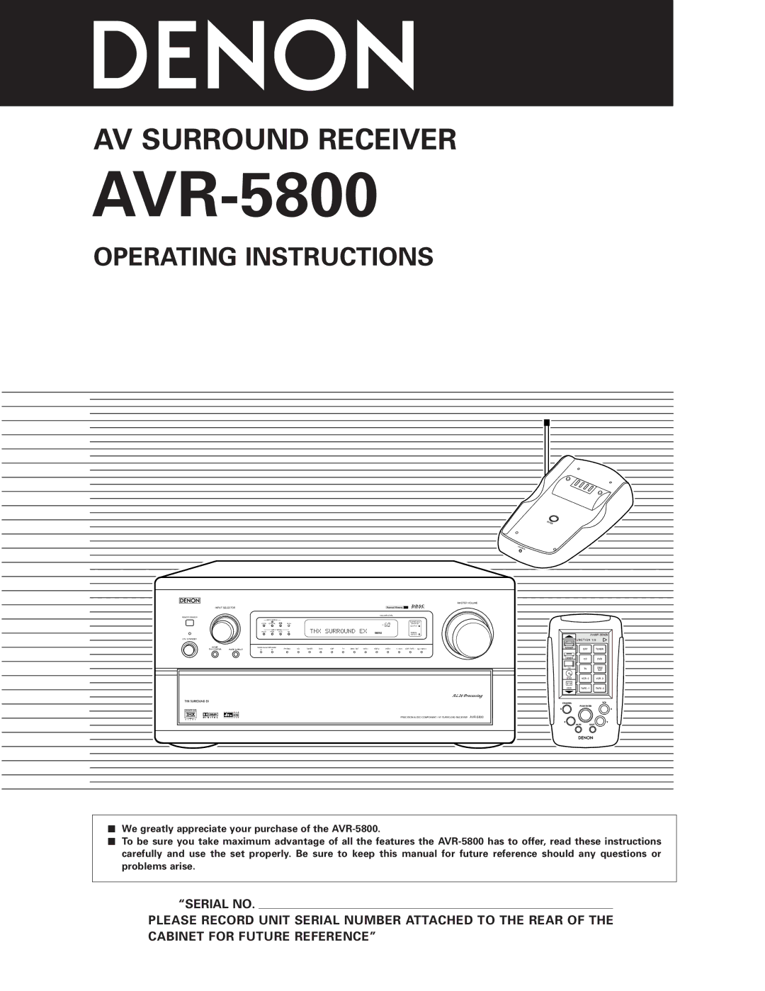 Denon AVR-5800 operating instructions 