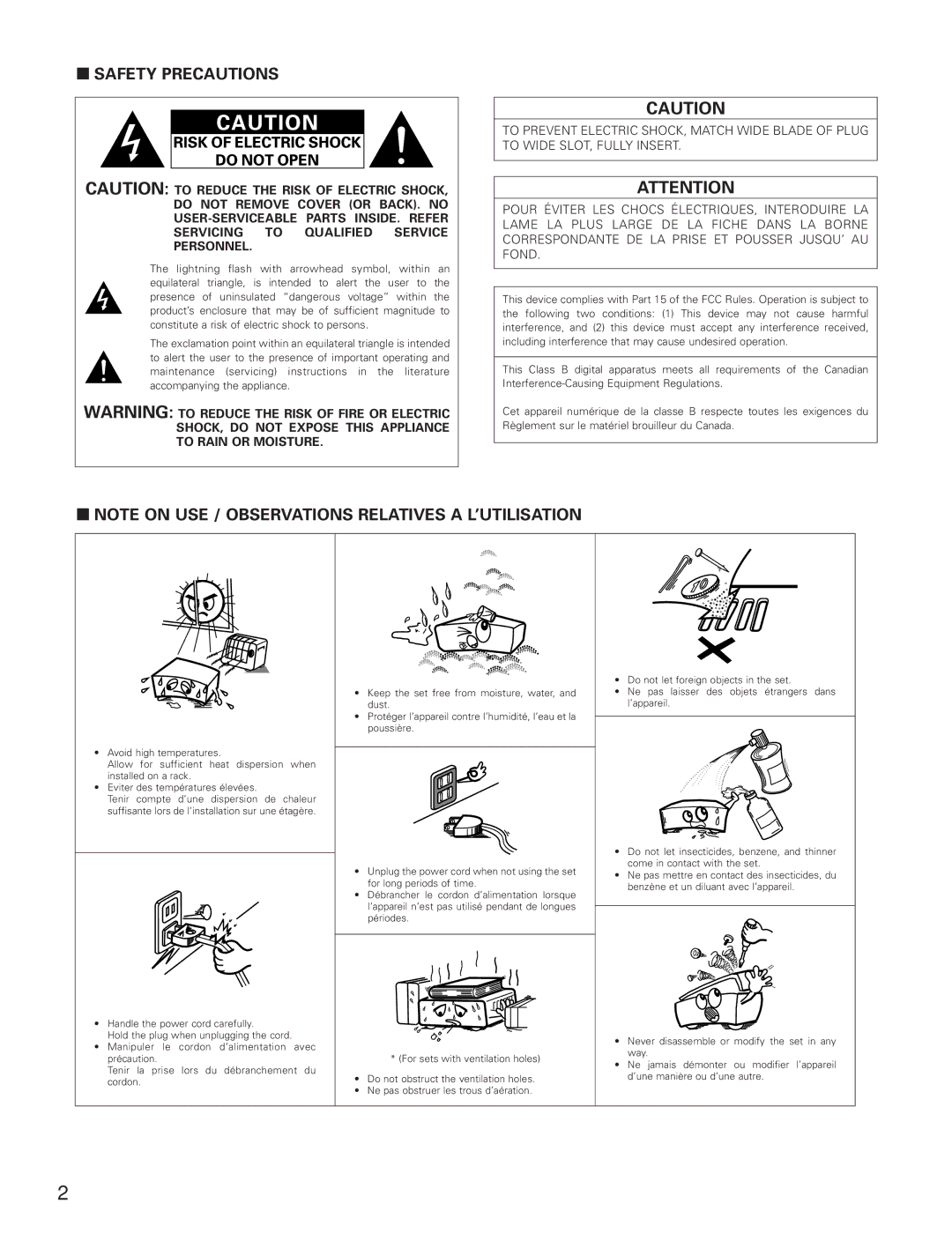 Denon AVR-5800 operating instructions Safety Precautions 