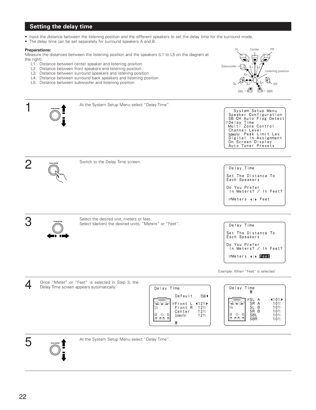 Denon AVR-5800 operating instructions Setting the delay time, Preparations 