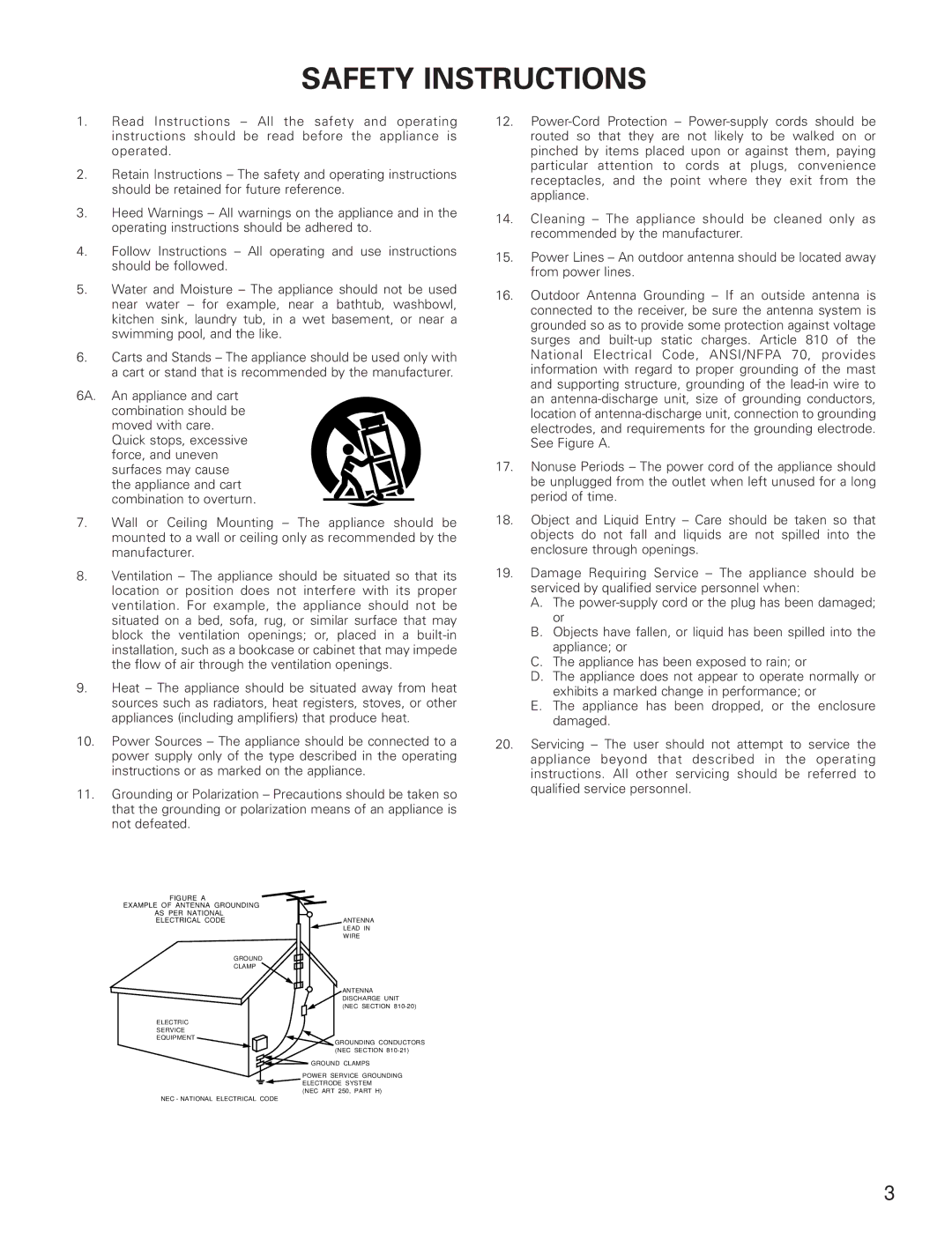 Denon AVR-5800 operating instructions Safety Instructions 