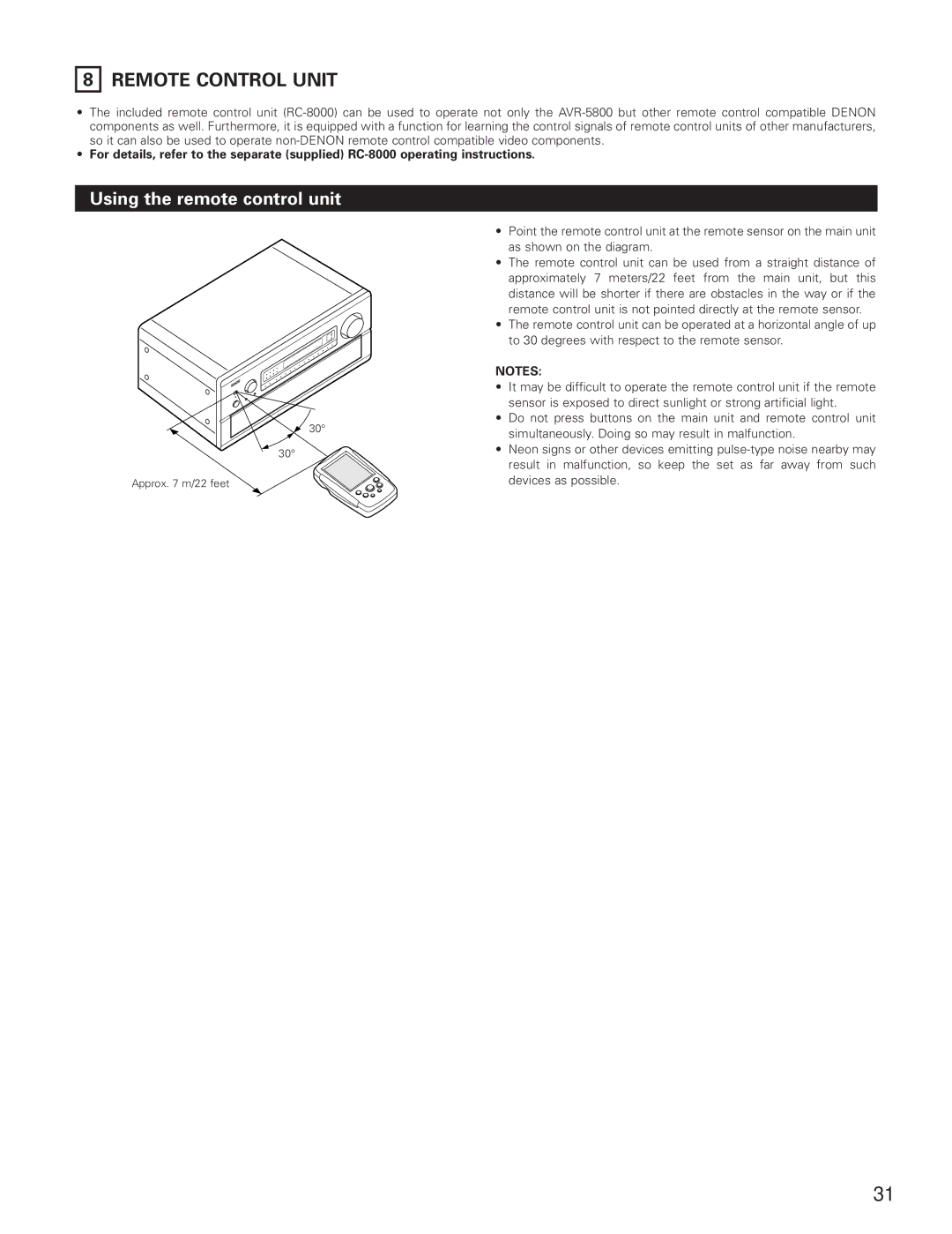 Denon AVR-5800 operating instructions Remote Control Unit, Using the remote control unit 