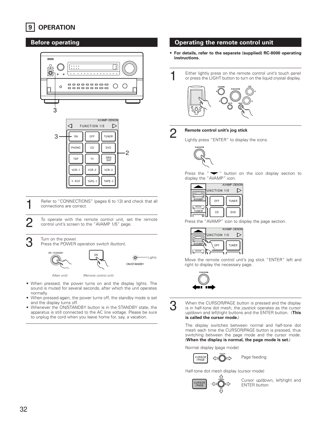 Denon AVR-5800 operating instructions Operation, Before operating, Operating the remote control unit 