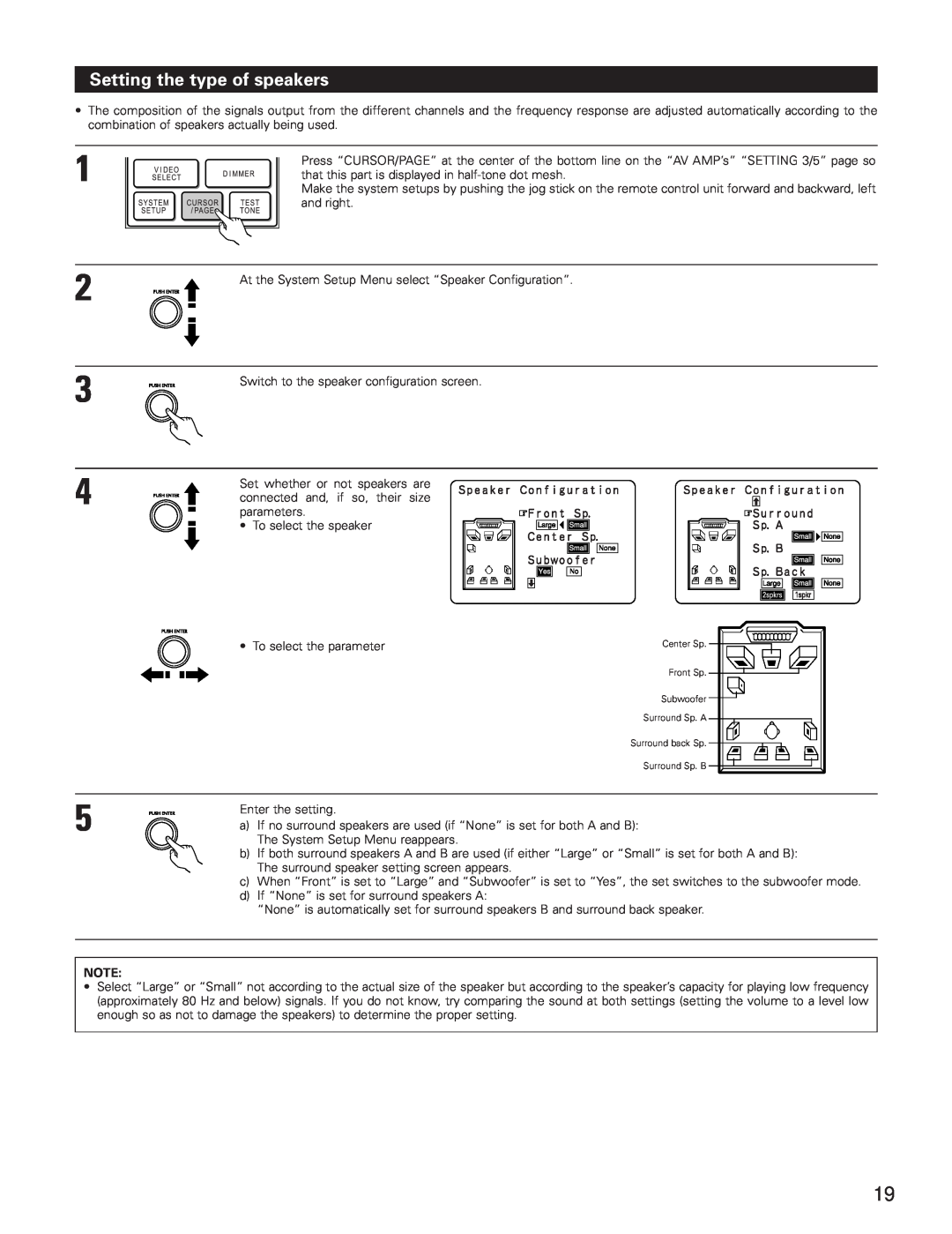 Denon AVR-5800 operating instructions Setting the type of speakers 