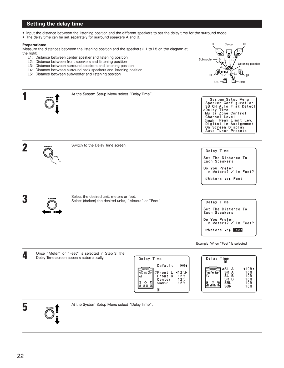 Denon AVR-5800 operating instructions Setting the delay time, Preparations 