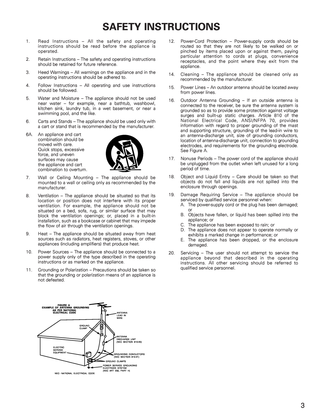 Denon AVR-5800 operating instructions Safety Instructions 
