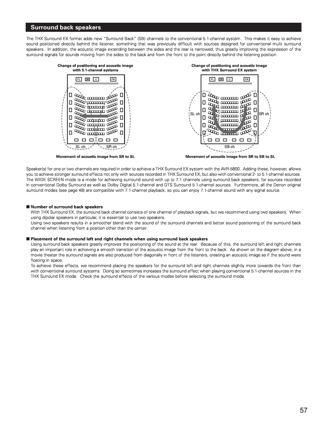 Denon AVR-5800 operating instructions Surround back speakers, 2Number of surround back speakers 