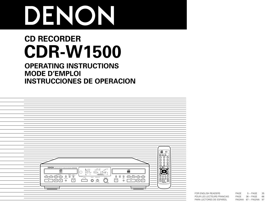 Denon CDR-W1500 operating instructions 