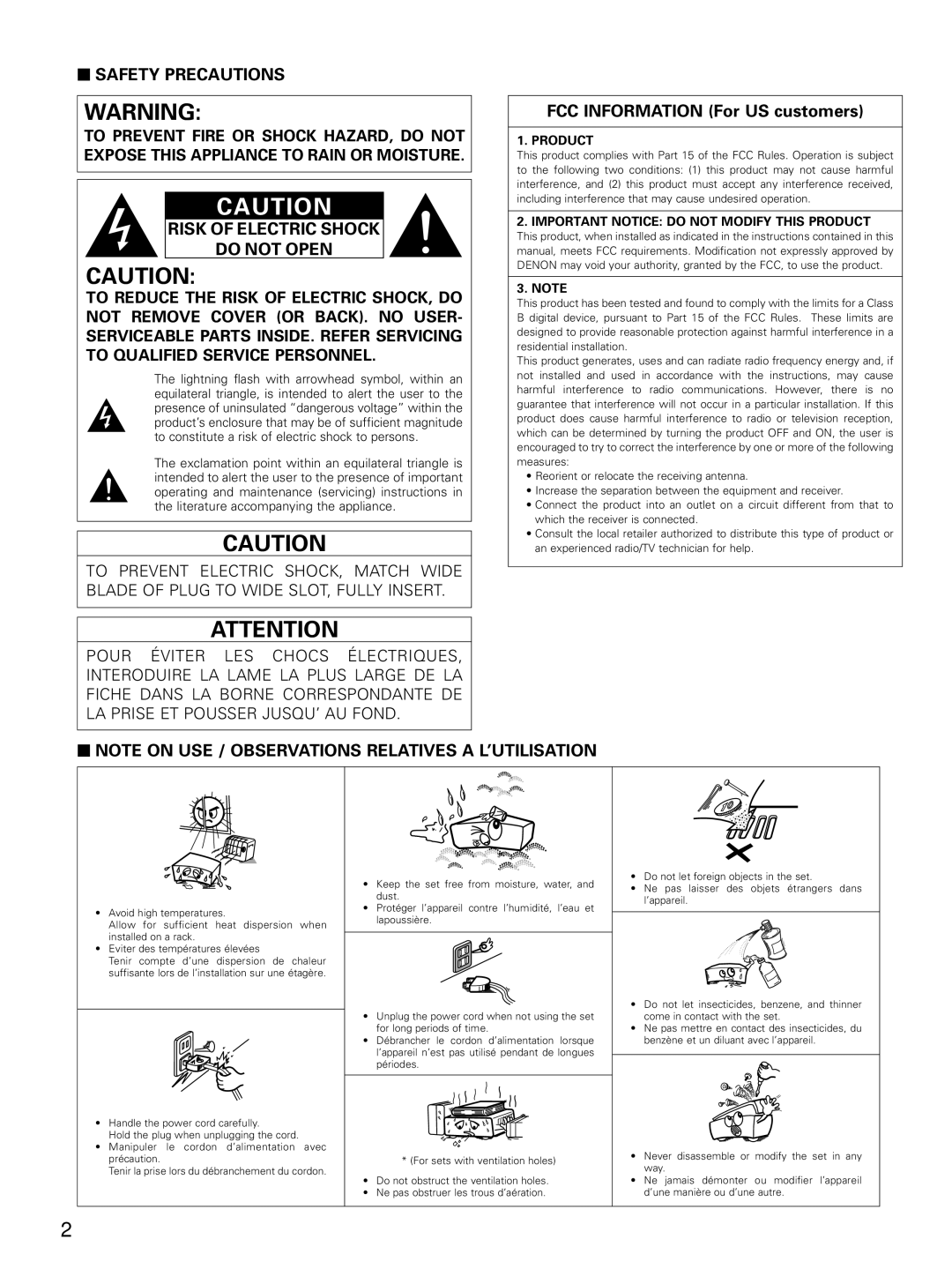 Denon D-M51DVS, ADVM51, ADV-M51 manual Important Notice do not Modify this Product 