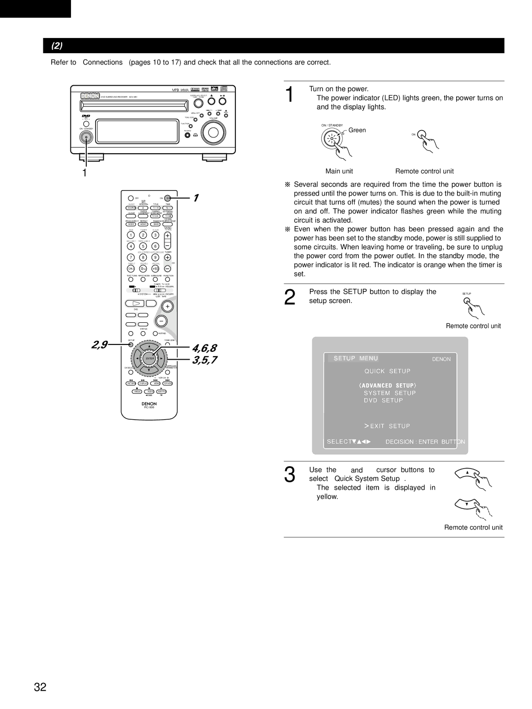 Denon D-M51DVS, ADVM51, ADV-M51 manual Quick setup procedure 