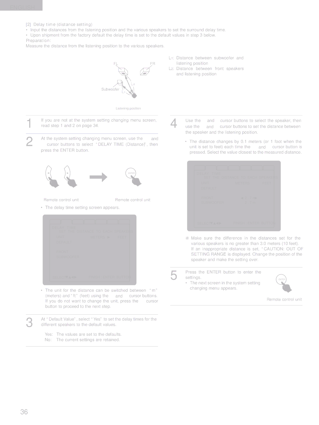 Denon D-M51DVS, ADVM51, ADV-M51 manual Delay time distance setting, Preparation 
