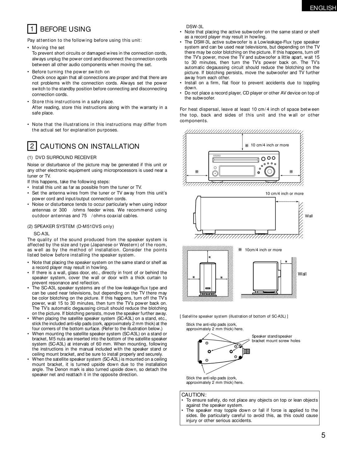 Denon ADV-M51, D-M51DVS, ADVM51 manual Before Using, DVD Surround Receiver 