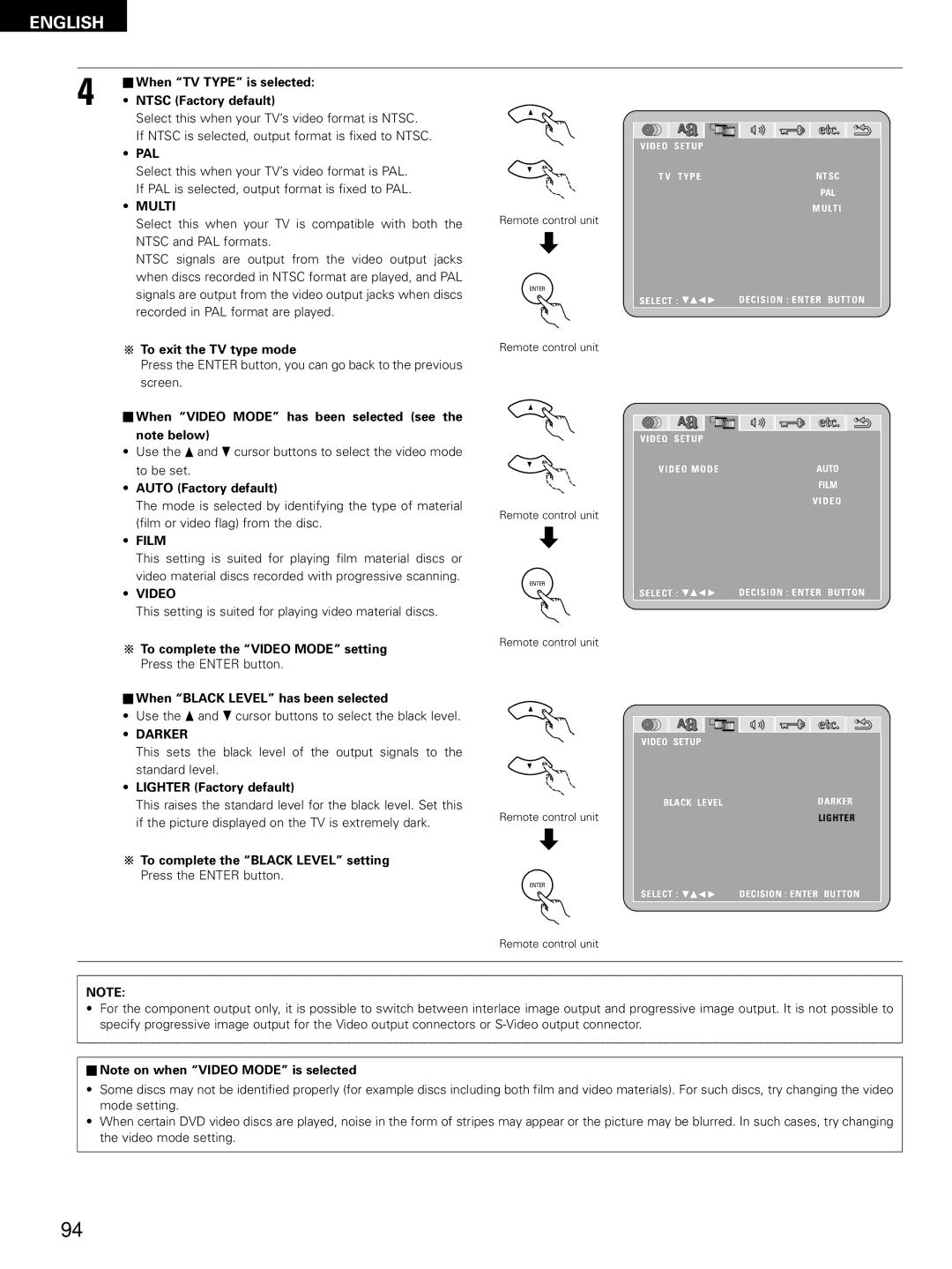 Denon D-M51DVS, ADVM51, ADV-M51 manual Pal, Multi, Film, Video, Darker 