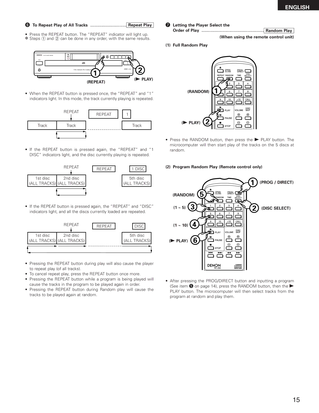 Denon DCM-280 operating instructions Repeat 